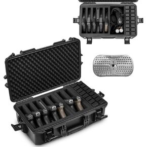 Kinghardcase Tactical Hard Pistol Case - DIY Water & Shock Proof with Foam, TSA Approved - Gun Case for 4 Pistols 13.39 * 11.42 * 4.33inch