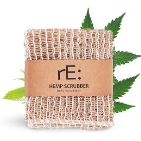 rE: Hemp Scrubber for Dishes and Bath, Eco-Friendly, 100% Hemp Fiber, Biodegradable, No Odor, Unbleached, Plastic Free, Zero Waste (3Pk)
