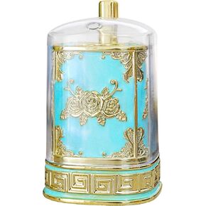 Vintage Automatic Toothpick Holder Box,Press Type Toothpick Dispenser Toothpicks Box with Clear Cover for Kitchen Home Restaurant,Art Decor (Blue)