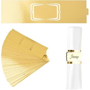 Gold Napkin Buckle, 50 Pcs Reflective Gold Paper Napkin Holder Rings for Wedding Dinner Party Celebration Table Centerpieces Decor
