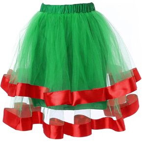 Nicute Christmas Tutus Santa Tutu Skirt Layered Tulle Skirt Xmas Dance Skirts Festival Outfit Party Tutu for Women and Girls