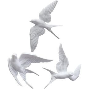 YARNOW Bird Figurine 3Pcs Resin Sparrows Swallows Dove White Decor for Bathroom Livingroom Garden Wall