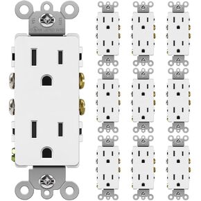 BESTTEN 10 Pack 20 Amp Decorator Wall Receptacle Outlet, Non-Tamper-Resistant, 20A/125V/2500W, Residential and Commercial Use, UL Listed, White