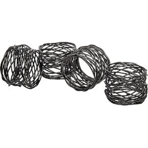 Godinger Napkin Ring, Wedding Decor, Table Decor, Black Nest, Set of 4