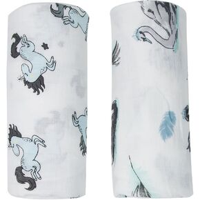 بطانية قماط للأطفال من الموسلين، مقاس 47 بوصة × 47 بوصة، 100% قطن ناعم للجنسين للأولاد والبنات، مطبوعة بالزهور، غطاء لعربة الأطفال من القماش للتجشؤ (Dreamcatcher) in Kuwait