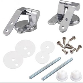 Replacement Toilet Seat Hinge Mountings, Toilet Seats Hinges, Toilet Seat Repair Replacement Hinge Zinc Alloy for Toilet Lid with Screws and Accessories Seat Fixings Tools Set