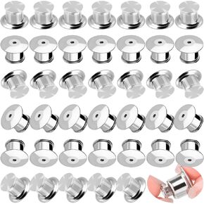 YGAOHF 60PCS Locking Pin Backs for Enamel Pins, Secure Pin Backs, Copper Pin Backs Locking, Silver Pin Keepers Locking Clasp, Pin Locks for Backpack, Brooches, Pins, Insignia, Name Tag, Display Books