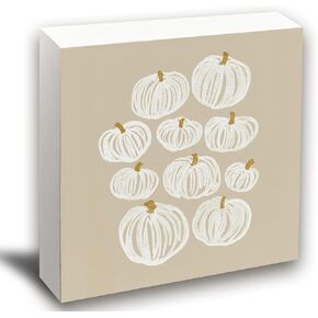 White Pumpkin Table Decor,Fall Table Desk Decor Sign,Fall Pumpkin Table Decorations,Fall Decorations for Home,Fall Table Decor for Living Room Home,5x5inches