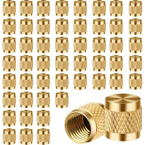 50Pcs 1/4 Flare Cap, Round Easy Installation Refrigerant Caps Hvac Valve Caps, Applicable to Factories, Refrigerators and Other Scenes Brass O Ring Seal Hvac Valve Caps Schrader Valve Cap