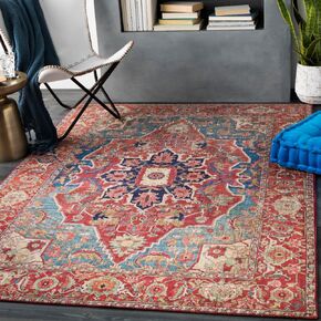 Livabliss Lyyti Area Rug 3'6" x 5'6", 3 ft 6 in x 5 ft 6 in, Bright Red/Blue