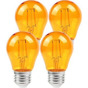 KINUR Amber Light Bulbs,A15 2 watt 2000K Warm Light Bulbs 15 watt Light Bulbs Equivalent E26 Base for Bedtime Healthy Sleep and Baby Nursery Light 4 Pack