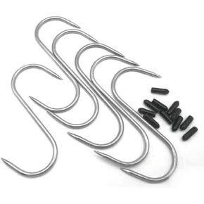 Meat Hooks Stainless Steel S Hooks Metal Hangers Hanging Hooks for Kitchen, Work Shop, Bathroom, Garden (6 inch)