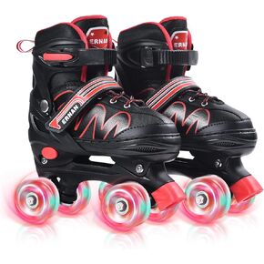 ERNAN Roller Skates,Kids Roller Skates,Girls Roller Skates,4 Size Adjustable Toddler Roller Skates with Light up Wheels for for Beginner Kids Girls & Boys