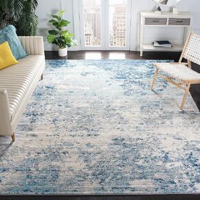 SAFAVIEH Brentwood Collection 5' Square Light Grey/Blue BNT822F Modern Abstract Non-Shedding Living Room Bedroom Area Rug