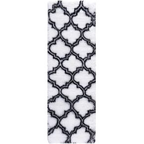 Zacoo Runner Rug 2x6 Shag Rug for Living Room Shaggy Rug Kids Rug Plush Rug Moroccan Geometric Carpet Bedroom Fluffy Rug Bedside Rug Soft Rug Non Skid Rug Modern Area Rug for Nursery Dorm, Black 2'x6'
