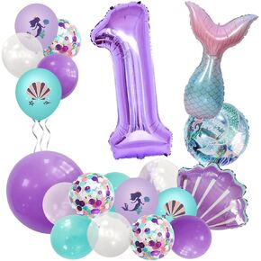 40 inch Purple Number 4 Balloon,Giant Large Number 4 Balloon,4th Birthday Mermaid Balloons,Children's Birthday Party Baby Shower Decoration Supplies(Purple 4),4 year old birthday balloon kit