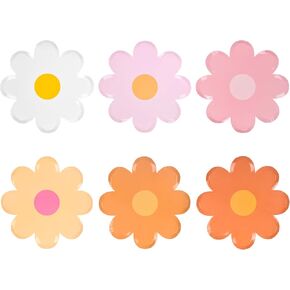 Daisy Paper Plates Groovy Party Plates 9inch Disposable Daisy Flower Shaped Dinner Plates Summer Retro Boho Hippie Birthday Plates for Baby Shower Party Supplies (24)
