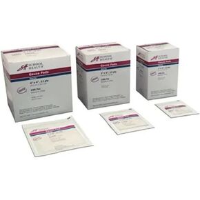 School Health Sterile Gauze Pads for Wound Dressing, Individually Wrapped, Highly Absorbent Cotton | Gauze Pads for Wound Care & First Aid Kits - 100 pack (3x3 Inch)