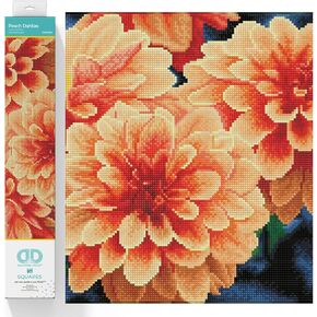 DIAMOND DOTZ ® - Peach Dahlias, Full Drill, Square Dotz, Diamond Painting Kits, Diamond Art Kits for Adults, Gem Art, Diamond Art, Kits, 13.8"x17.7"