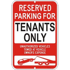 3Pack Reserved Parking For Tenants Only Sign, 18" x 12" Unauthorized Vehicles Towed Sign| Reflective Rust/Fade-Free Metal Warning Sign for Private Property, Parking Lots, Home Driveways