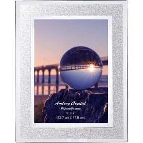 Amlong Crystal Sparkle Mirror Glass Picture Frames 5x7