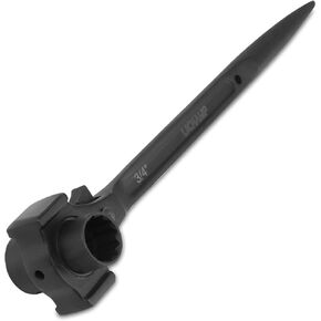 Lichamp Spud Ratchet Wrench with Hammer Head, 3/4" x 7/8" Dual End Socket Ratcheting Podger Scaffold Spud Wrench Long Handle Bar Hammer for Construction Works, Black