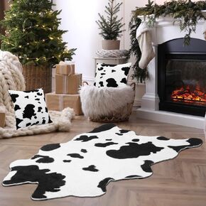 3 Pcs Zebra Print Rug and Zebra Pillowcase Set Faux Zebra Area Carpet Faux Zebra Hide Rug Faux Zebra Mat Zebra Print Pillows for Living Room Bedroom Office Western Decor