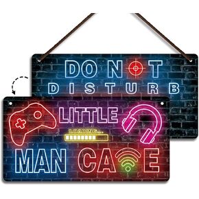 Fun-Plus Little Man Cave, Game Room Sign for Boys Room Gamer Room Wall Decor, Wall Art for Kids Bedroom Playroom Decorations