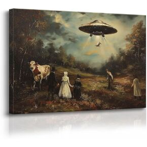 6 Pieces Vintage Ghost Wall Art Ghost Face Gothic Spooky Funny Home Decor Funny Ghost Dark College Poster Dark Forest Cute Ghost Paintings Print Picture Retro Floral Ghost Halloween Pumpkin Lantern