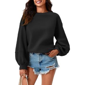 Fisoew Womens Oversized Crewneck Sweatshirt Casual Long Lantern Sleeve Fall Pullover Tops