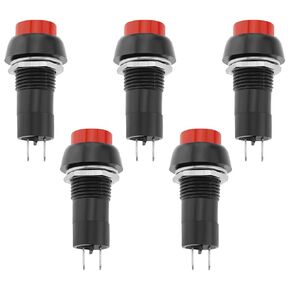 Create idea 5pcs 12mm Latching Push Button Switch SPST ON OFF Switch Mini Push Button Switch for Mobility Scooter Car Trumpet Table Lamp Home Doorbell, Red