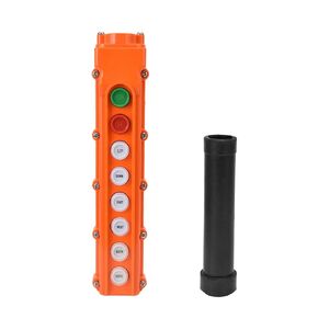 8 Ways Rainproof Crane Push Button Switch, COB-63A Up-Down East/South/West/North and ON/OFF Orange Hoist Pendant Switch 220V 5A, ABS Shell Handheld Outdoor Eight Way Switch