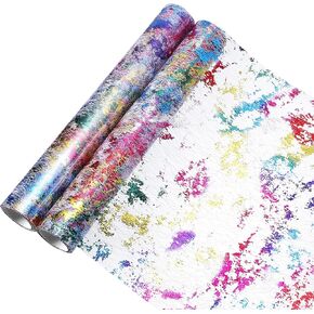 uxcell Rainbow Table Runner 11 x 108 Inch, Metallic Foil Thin Mesh Table Runner Roll for Event Party, Birthday Party, Weddings, Christmas, New Year, 2 Pieces in Kuwait