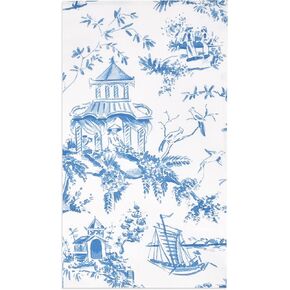 Gift Boutique 100 Blue Tuscan Guest Napkins Decorative Hand Towels 3 Ply Disposable Paper Tuscany Pagoda Napkins for Bathroom Toilet Powder Room Holiday Wedding Bridal Shower Dinner Party Napkin Towel