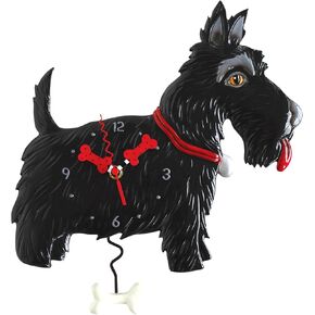 Allen Designs "Scottie" Whimsical Black Scottish Terrier Dog Pendulum Wall Clock