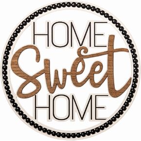 Welcome Sign, Home Sweet Home' Wooden Wreath Signboard, Wall Hanging Family Decor，Housewarming Gift with Beaded Detail, for Spring Summer Fall All Seasons Holiday ，13.375"x13.375"