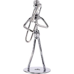 Small Iron Sculpture,Metal Musician Player,Art Figurine Decorations,Musical Man Statue Gift,Display for Home Office Desk (Electric Guitar)