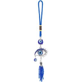 WEBEEDY Evil Eye Car Hanging Ornament Cross Pendant Turkish Blue Evil Eye Car Charms Beads Protective Religious Home Wall Decor for Car Rear View Mirror Window Room Door