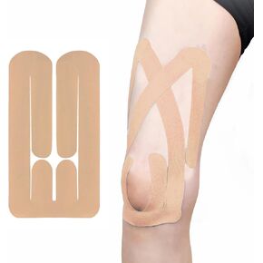 IEADEN Pre-Cut Kinesiology Tape for Knee & Thigh, 10 Pcs - Waterproof & Elastic, Breathable Latex-Free Athletic Tape, Provide Support and Stability to Muscle - Ideal for Running, Hiking, Riding, etc.