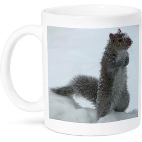 3dRose Cute Squirrel in The Snow Ceramic Mug, 15-Ounce