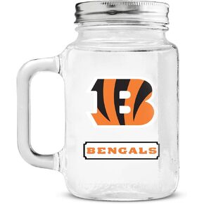 Duck House NFL Fan Shop NFL Glass Mason Jar with Handle | Great for Drinking Beverages | Stainless Steel Lid | Food Storage | BPA-Free
