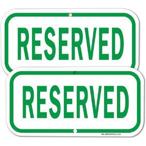 MUXYH 2 Pack Reserved Sign, 12 x 6 Inches, Rust Free Heavy Duty Aluminum Reflective Sign, UV Protected, Waterproof, Easy to Mount