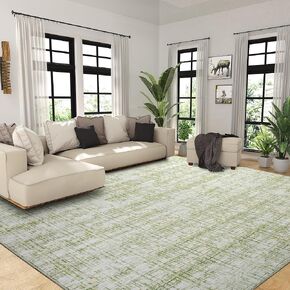HOMBYS 10x14ft Modern Sketch Area Rug for Living Room Bedroom, Large Boho Floor Carpet for Indoor Office Dining Room, Abstract Home Deco Non-Shedding, Khaki, Machine Washable