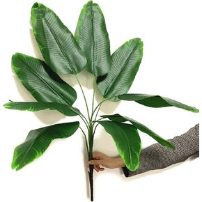 Artificial Plants Tropical Leaves, Fake Greenery Banana Tree Faux Palm Plant Large Leaf Indoor Outdoor Home Garden Office Verandah Wedding Floral Arrangement Decor Party Decoration