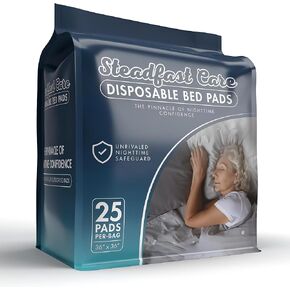 Steadfast Care Disposable Bed Pads 36 x 36 Hospital Incontinence Pads for Adults | Ultra Absorbent Underpads with Leak-Proof Design | for Senior, Kids & Pets [25 Pads]