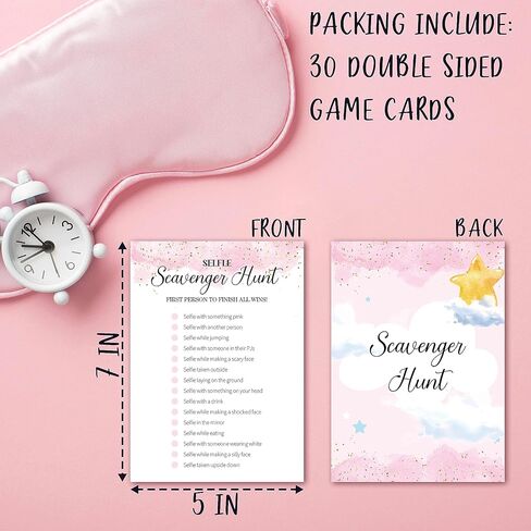 Slumber Party Games for Adults, M.A.S.H Sleepover Games Card, Blush Pink Pajama Party Game Idea, Girls Birthday Party Supplies & Activity, Set of 30 Game Cards-A08 in Kuwait