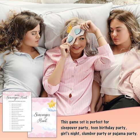 Slumber Party Games for Adults, M.A.S.H Sleepover Games Card, Blush Pink Pajama Party Game Idea, Girls Birthday Party Supplies & Activity, Set of 30 Game Cards-A08 in Kuwait