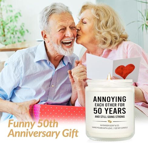 50th Anniversary Candle, 50th Wedding Anniversary, Gifts for Couple, 50th Anniversary, Gifts for Parents, 50 Years Anniversary, Gifts for Husband, Wife, Him, Her, Friends in Saudi Arabia