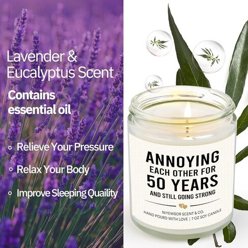 50th Anniversary Candle, 50th Wedding Anniversary, Gifts for Couple, 50th Anniversary, Gifts for Parents, 50 Years Anniversary, Gifts for Husband, Wife, Him, Her, Friends in Saudi Arabia