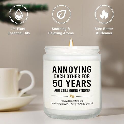 50th Anniversary Candle, 50th Wedding Anniversary, Gifts for Couple, 50th Anniversary, Gifts for Parents, 50 Years Anniversary, Gifts for Husband, Wife, Him, Her, Friends in Saudi Arabia